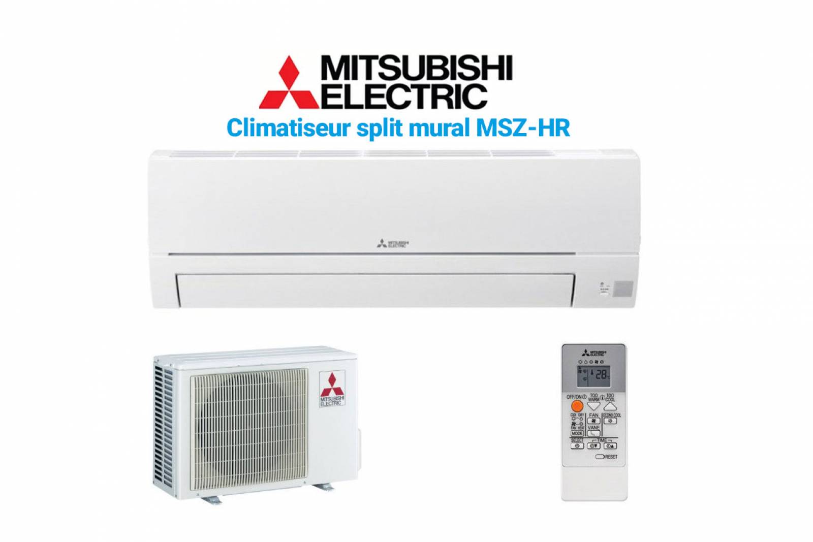 Installation climatiseur split mural MSZ-HR réversible Mitsubishi Electric pour une pièce