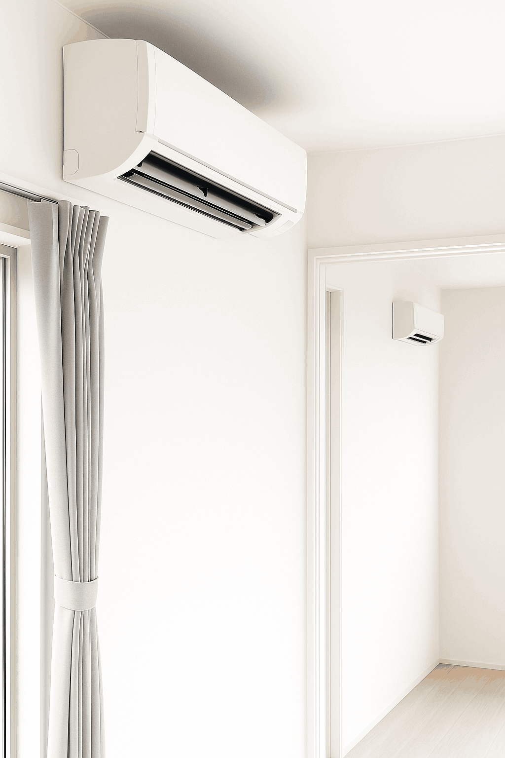 Climatisation murale bi-split installée dans un intérieur moderne et lumineux pour assurer confort thermique toute l’année