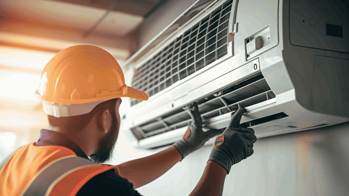 Installation d'une pompe à chaleur air air par un technicien Maclem